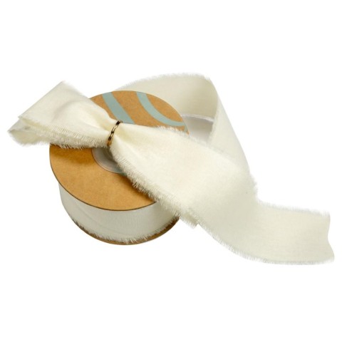 NASTRO COTONE SFRANGIATO MM25X15MT PANNA